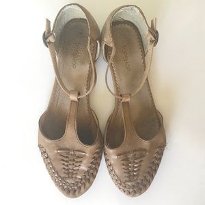 Topshop brown tan retro vintage leather flats